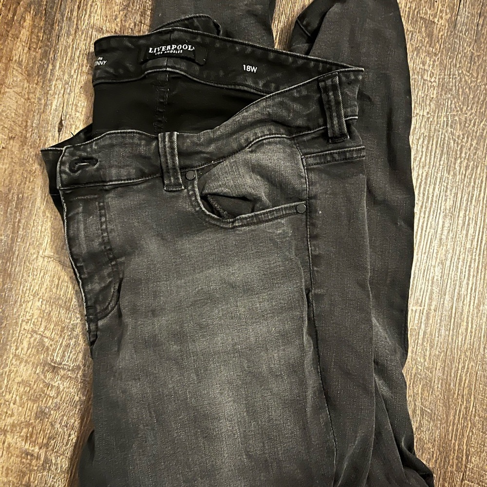 Liverpool Skinny Distressed Black Jeans Size 18W